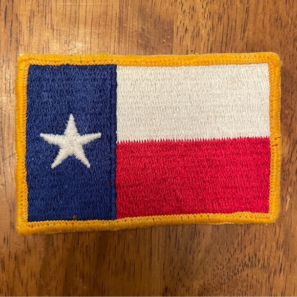 Other - Retro Texas Flag Sew On Patch Applique 3.25”x 2.25” Red White Blue & Yellow 1:6